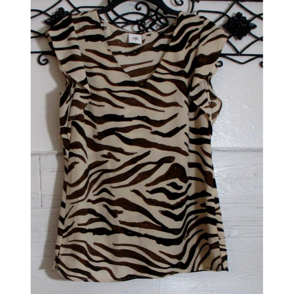 Cabi Women's Oversized Top Size S Short Sleeve Multicolored V Neck